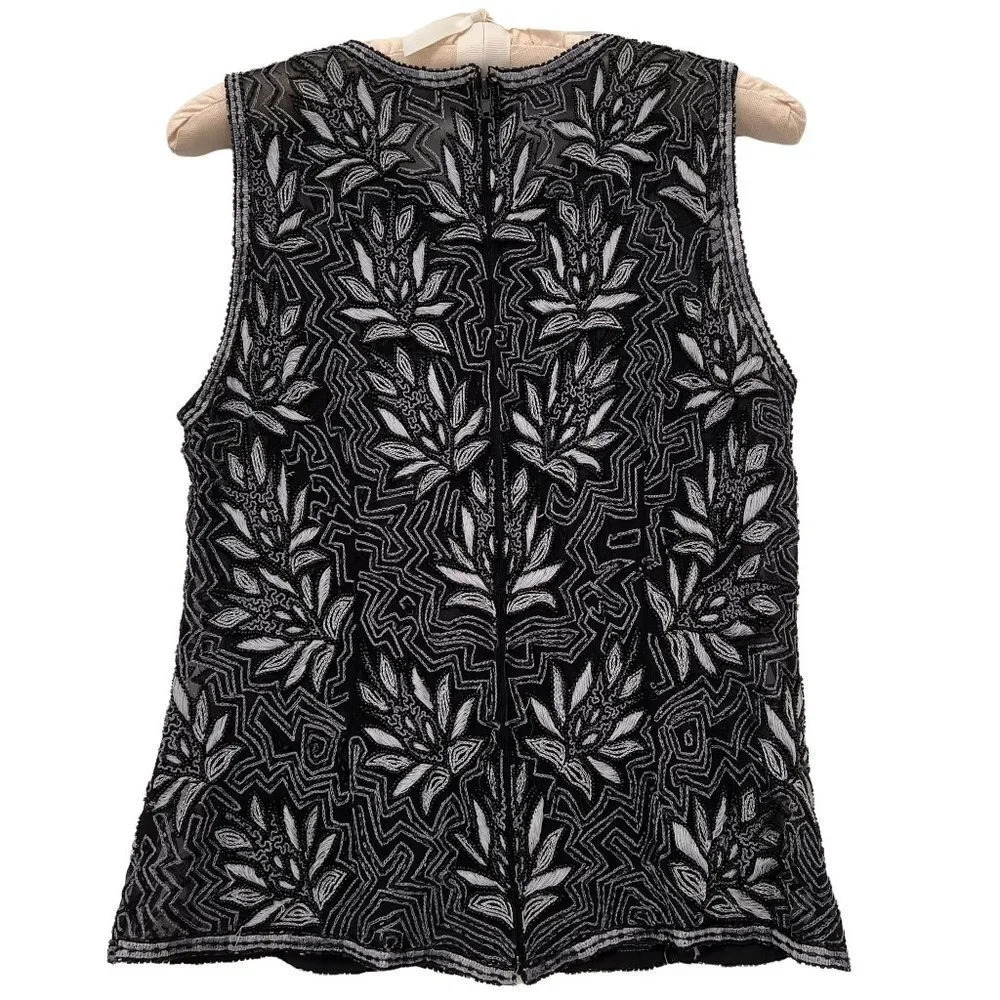 Beaded Silk Sleeveless Top - Picture 7 of 8